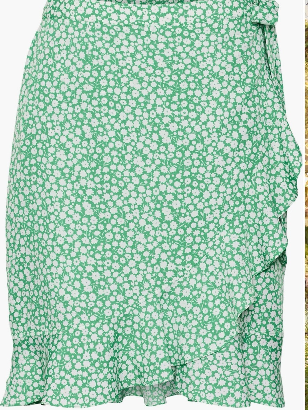 Green Floral Wrap Skirt